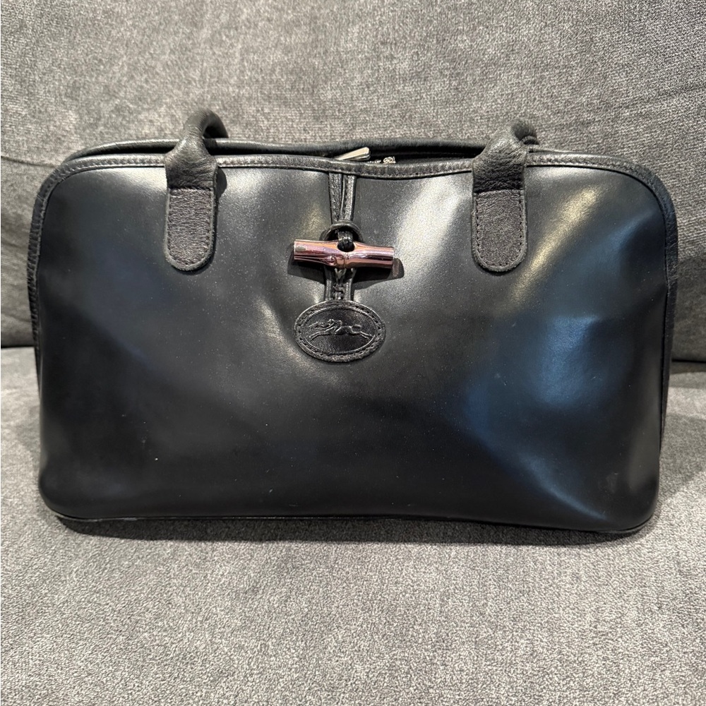 Longchamp Black Leather Shoulder Bag